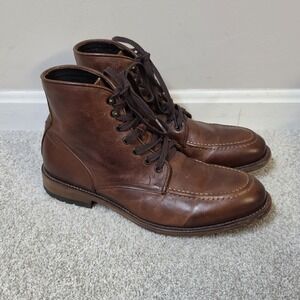 Freebird Benning Boots Mens 10 Brown Leather Lace Up Moc Toe Ankle Rugged
